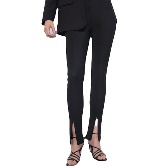 Zara Pants - ZARA BLACK ZIPPERED LEGGINGS